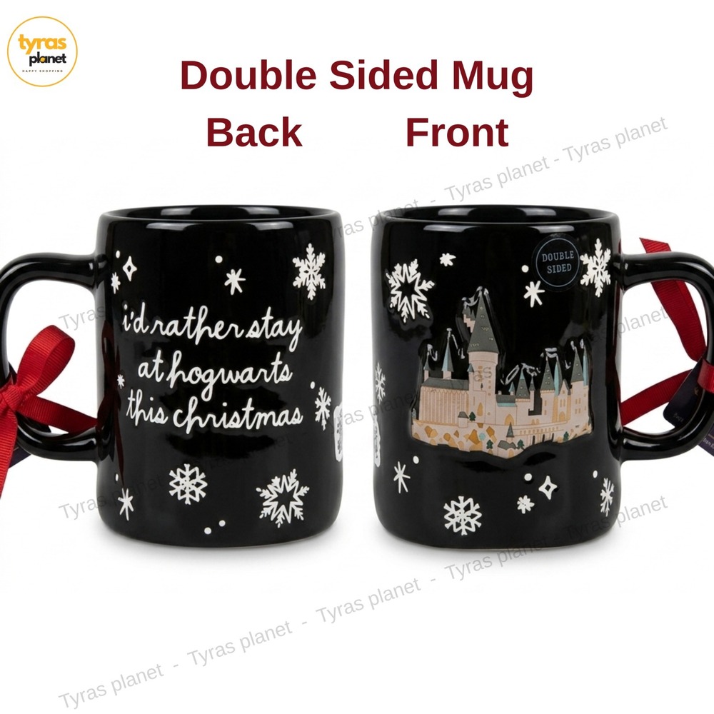 NWT Rae Dunn Harry Potter 'I'd Rather Stay at Hogwarts this Christmas' Mug